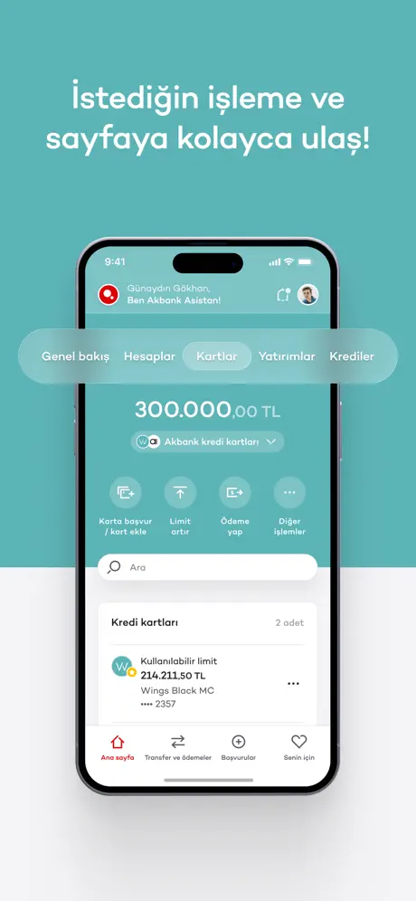 Cards in Akbank Mobile