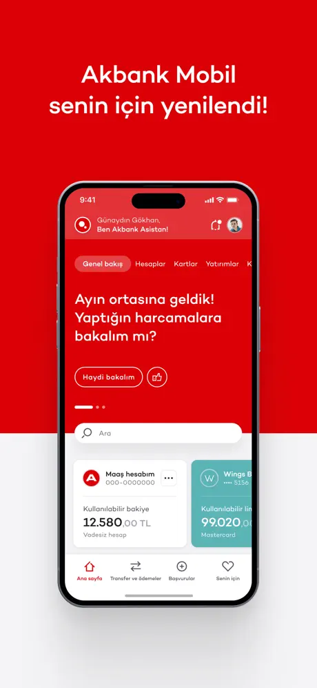 Akbank Mobile dashboard