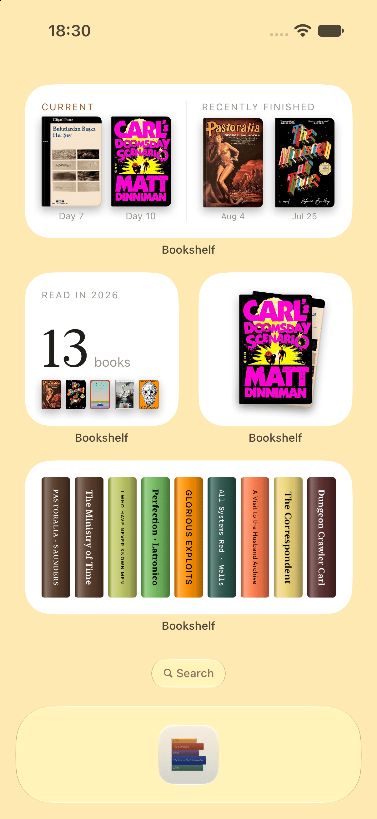 Bookshelf Home Screen widgets