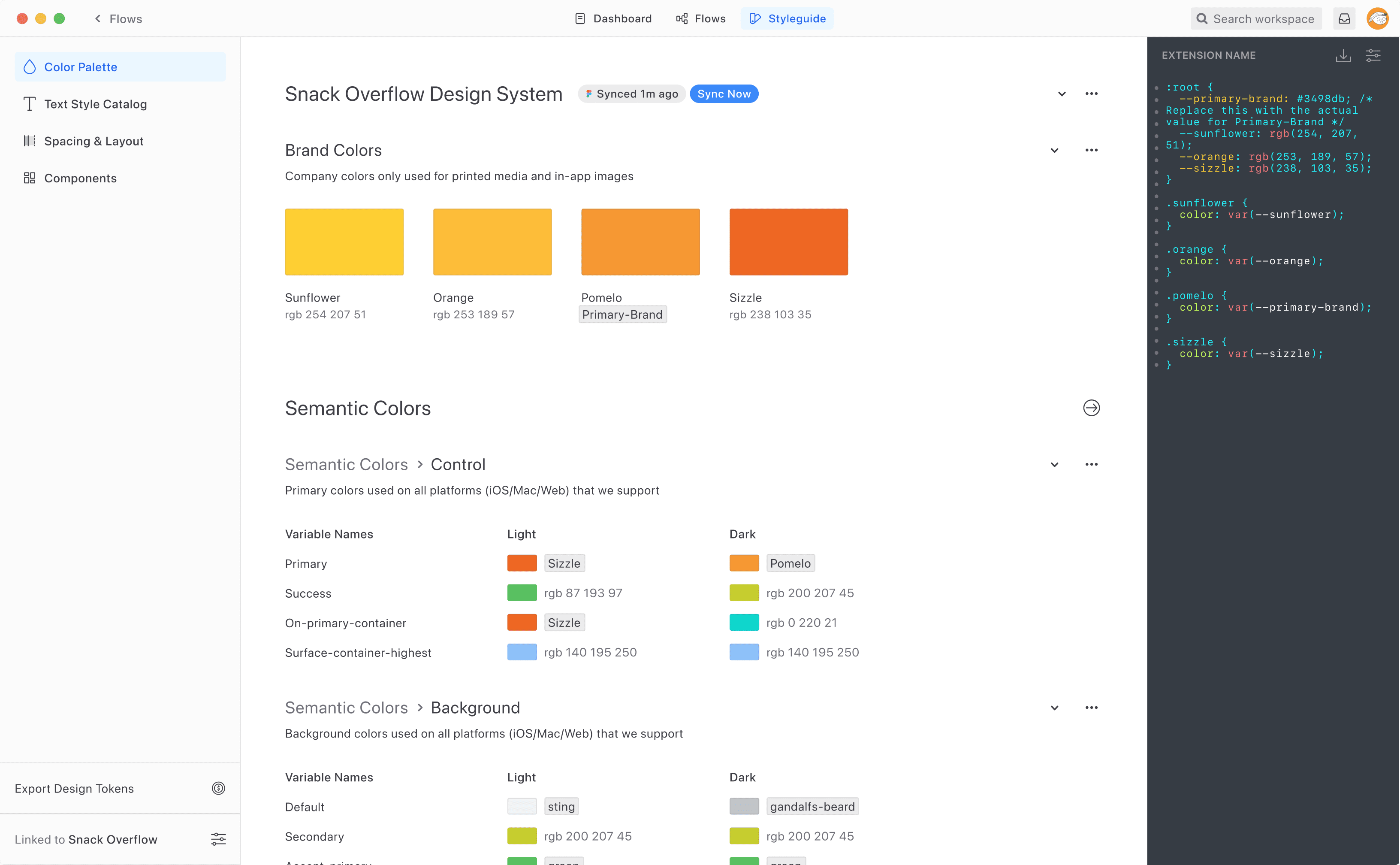 Design-system styleguide in Zeplin